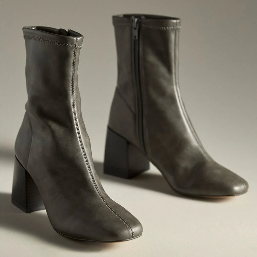 Anthropologie Charcoal Heeled Boots - Picture 1 of 8